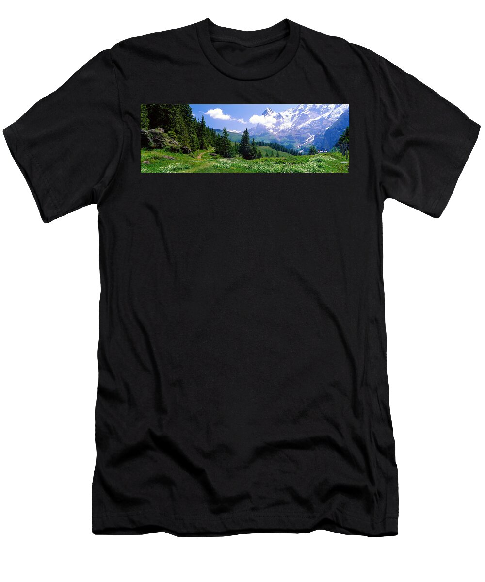 Photography T-Shirt featuring the photograph Alpine Scene Near Murren Switzerland by Panoramic Images