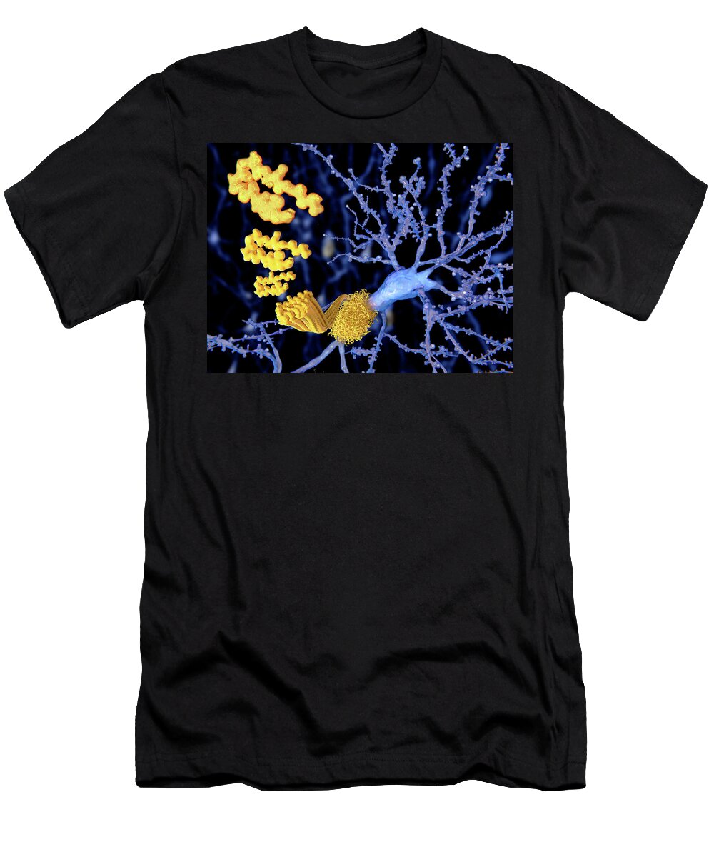3d Artwork T-Shirt featuring the photograph Alzheimer Disease, The Beta-amyloid by Juan Gaertner
