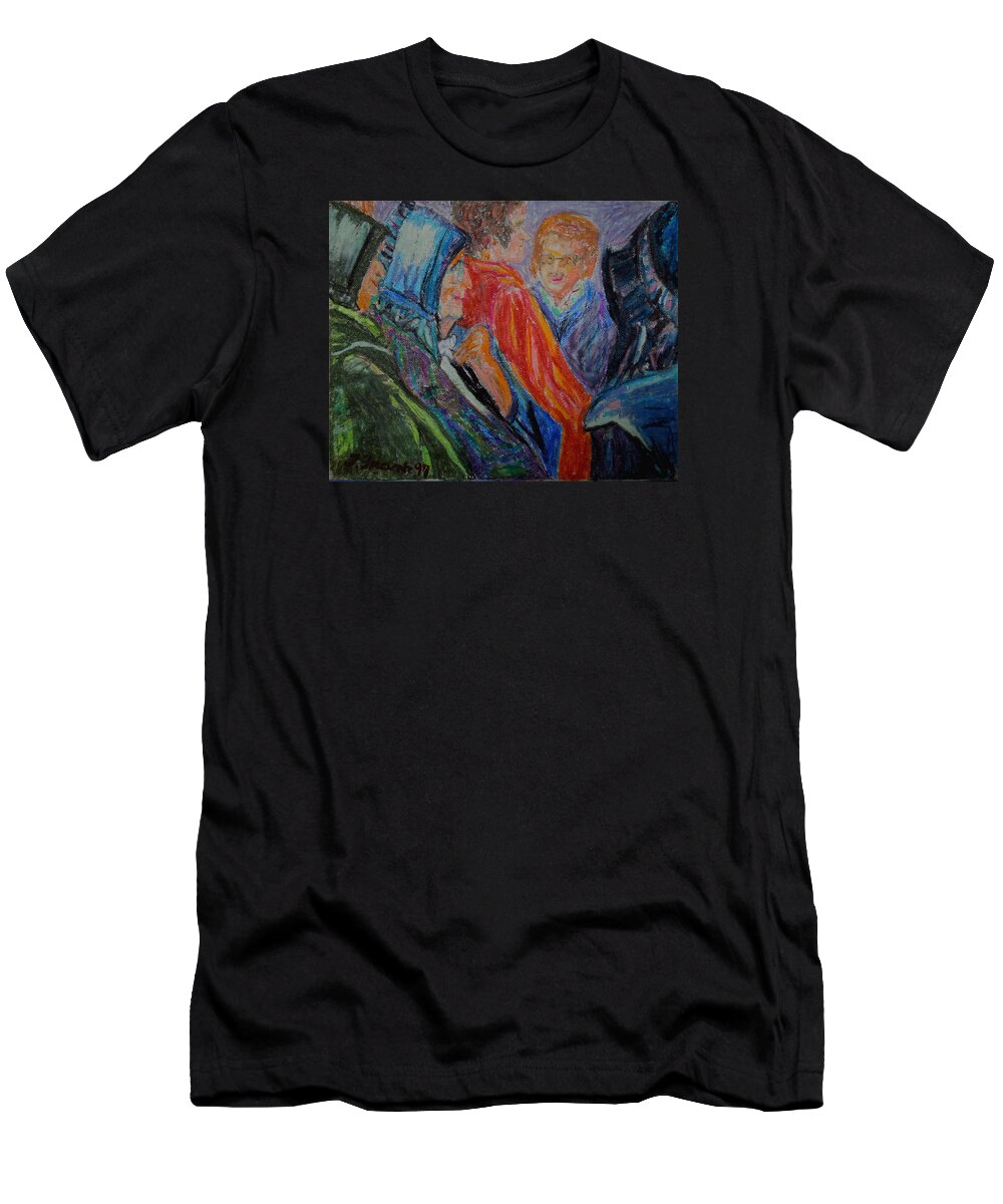 Amish T-Shirt featuring the painting Amish Women - Old and New by Francine Frank