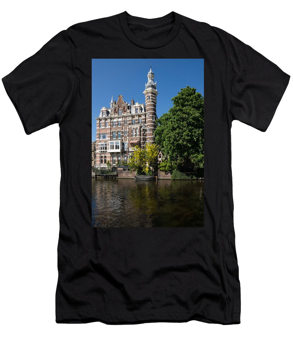 Amsterdam T-Shirt featuring the photograph Amsterdam Canal Mansions - the Dainty Tower by Georgia Mizuleva