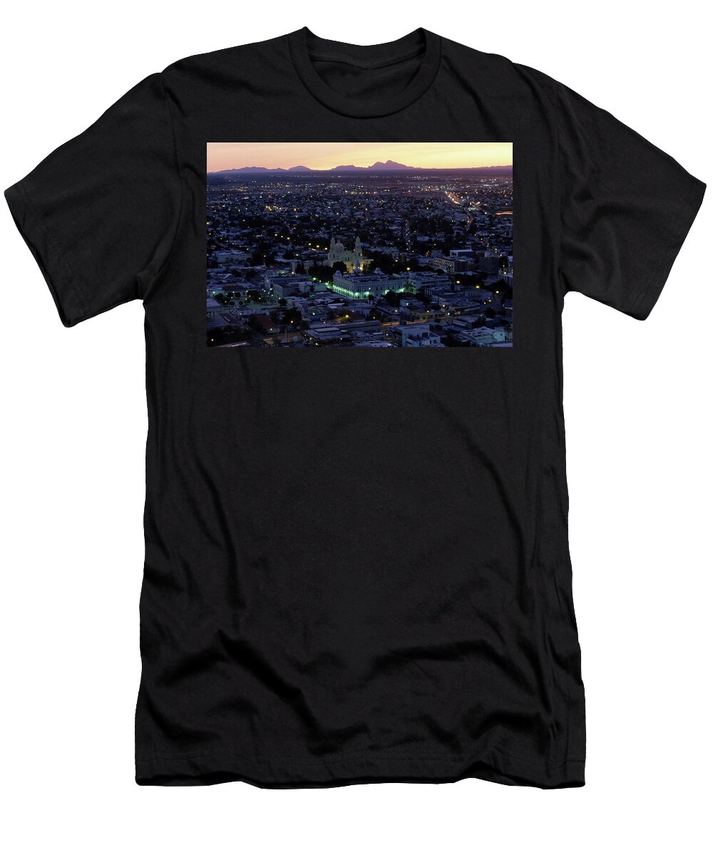 America T-Shirt featuring the photograph An Aerial View Of The City Of Sonora by Joanna B. Pinneo