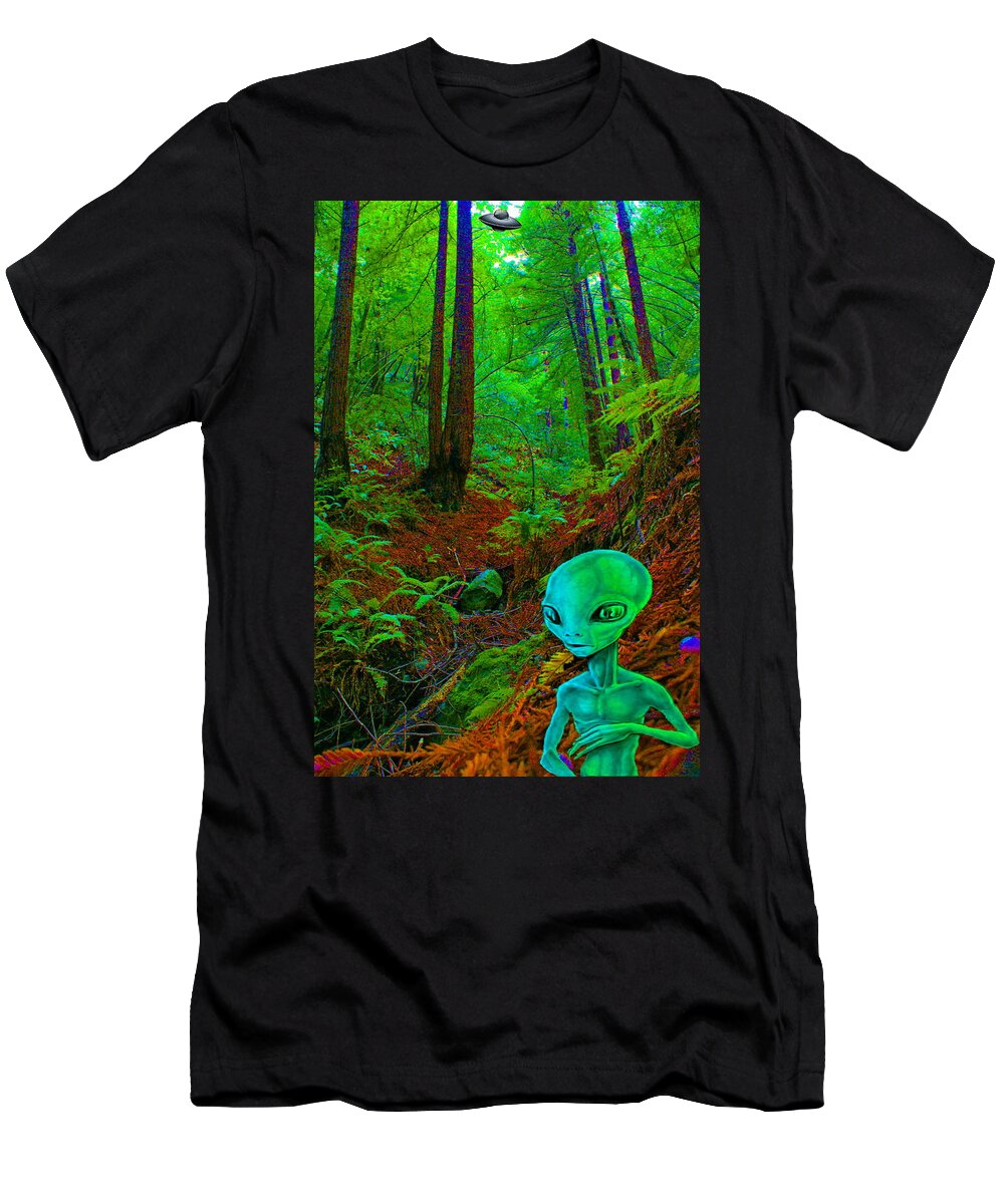 Alien T-Shirt featuring the photograph An Alien in a Cosmic Forest of Time by Ben Upham III