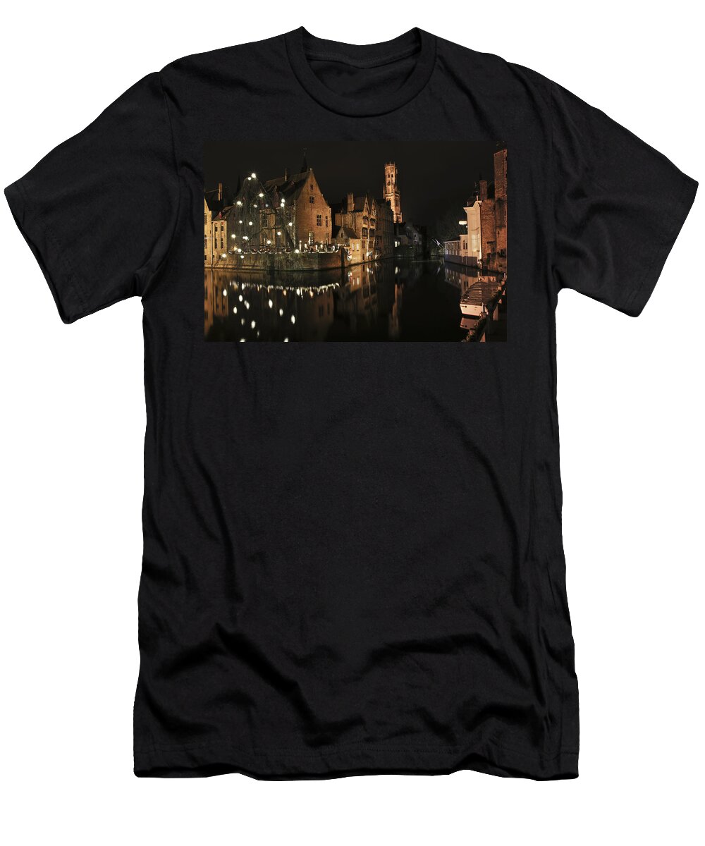 Dijver T-Shirt featuring the photograph An Evening in Bruges by Brian Kamprath