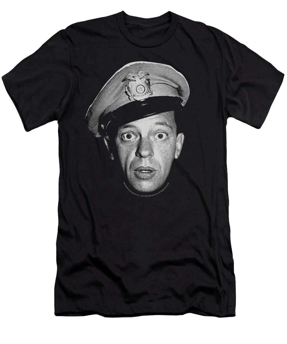 Black T-Shirt featuring the digital art Andy Griffith - Barney Head by Brand A