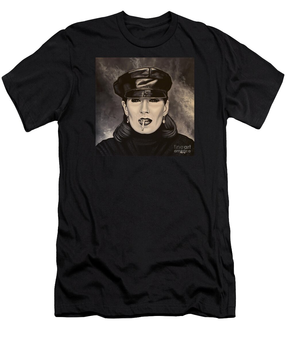 Anjelica Huston T-Shirt featuring the painting Anjelica Huston by Paul Meijering