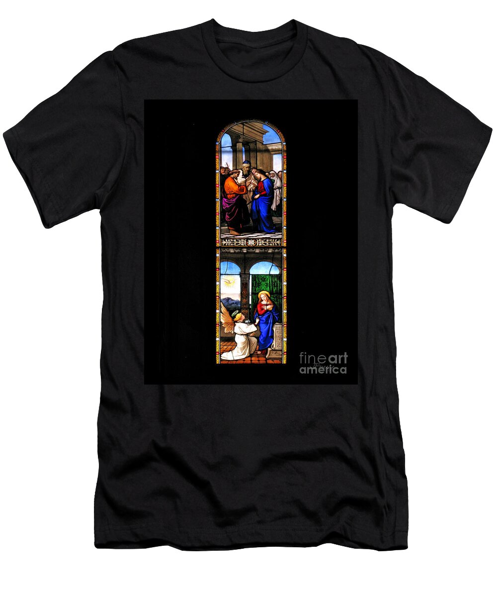 Stained Glass T-Shirt featuring the photograph Annunciation.Duomo in Como.Italy by Jennie Breeze