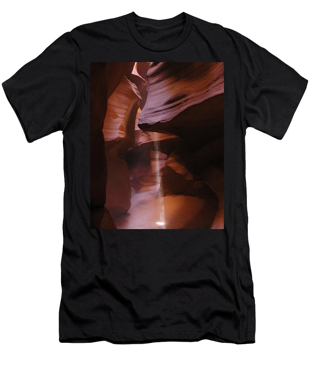Upper T-Shirt featuring the photograph Antelope Canyon with Light Beam by Alan Socolik