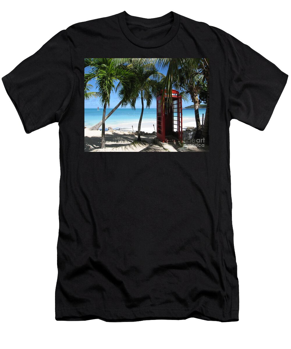 Antigua T-Shirt featuring the photograph Antigua - Phone booth by HEVi FineArt