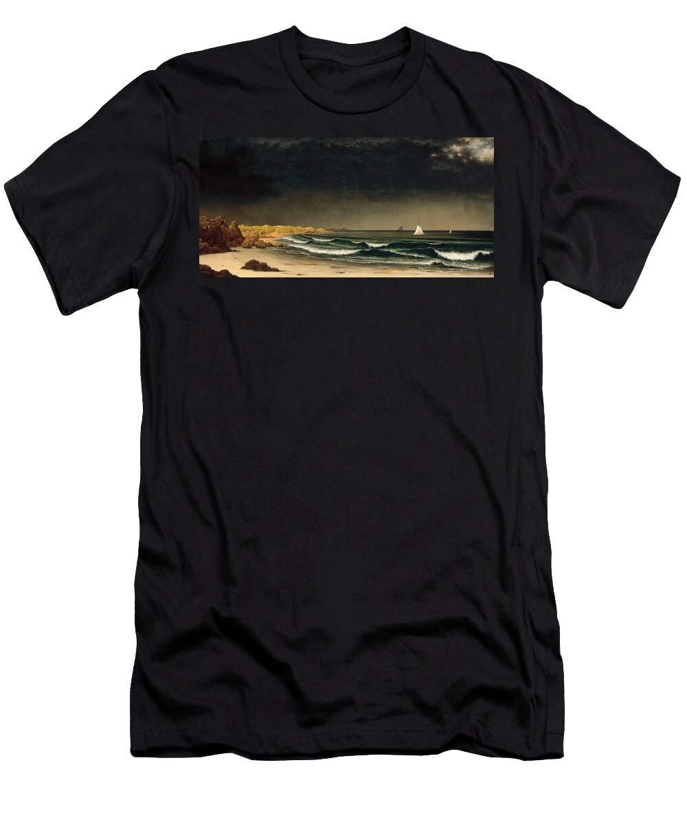 Martin Johnson Heade T-Shirt featuring the painting Approaching Storm. Beach near Newport by Martin Johnson Heade