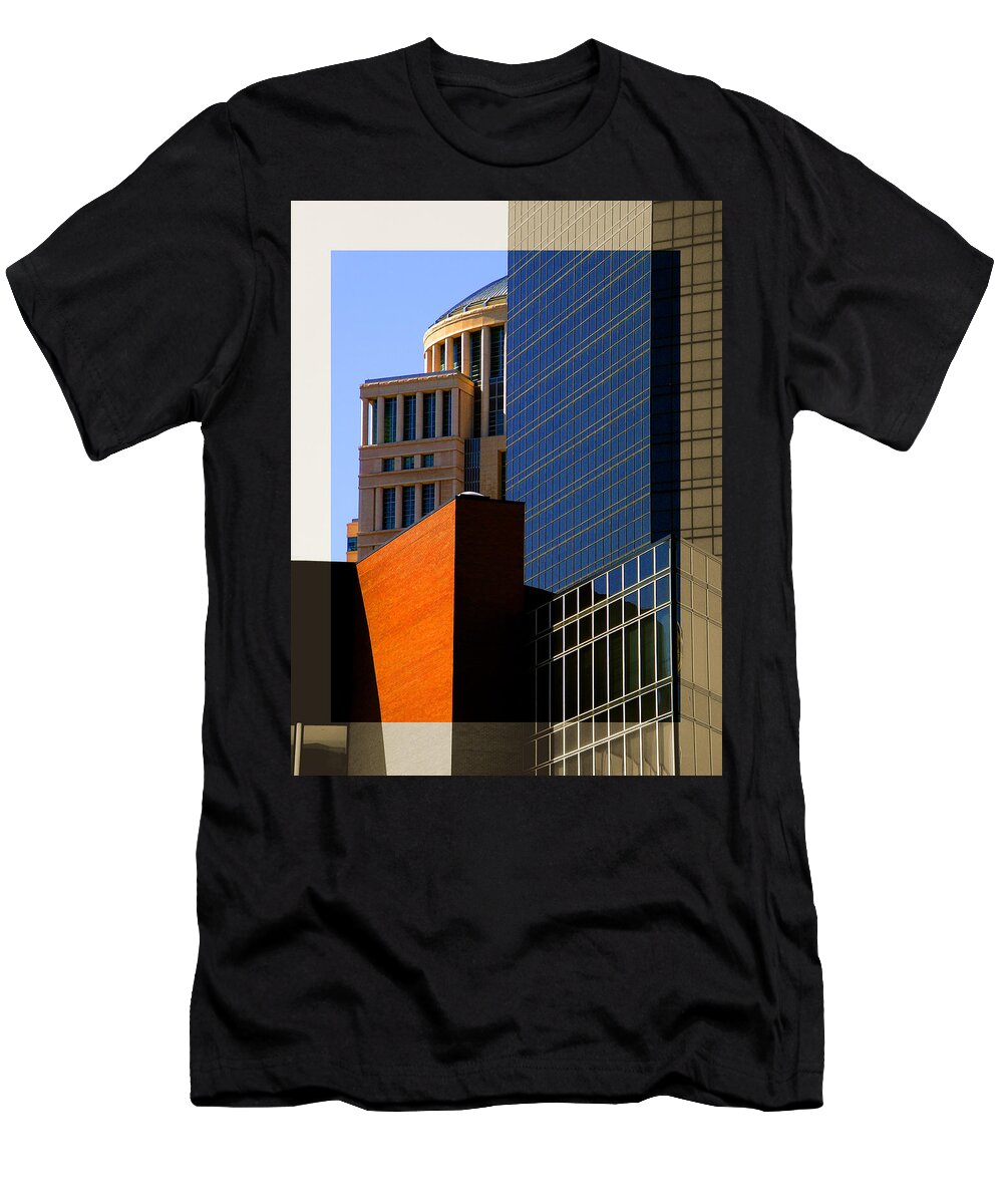 Architecture T-Shirt featuring the photograph Architectural Stone Steel Glass by Patrick Malon