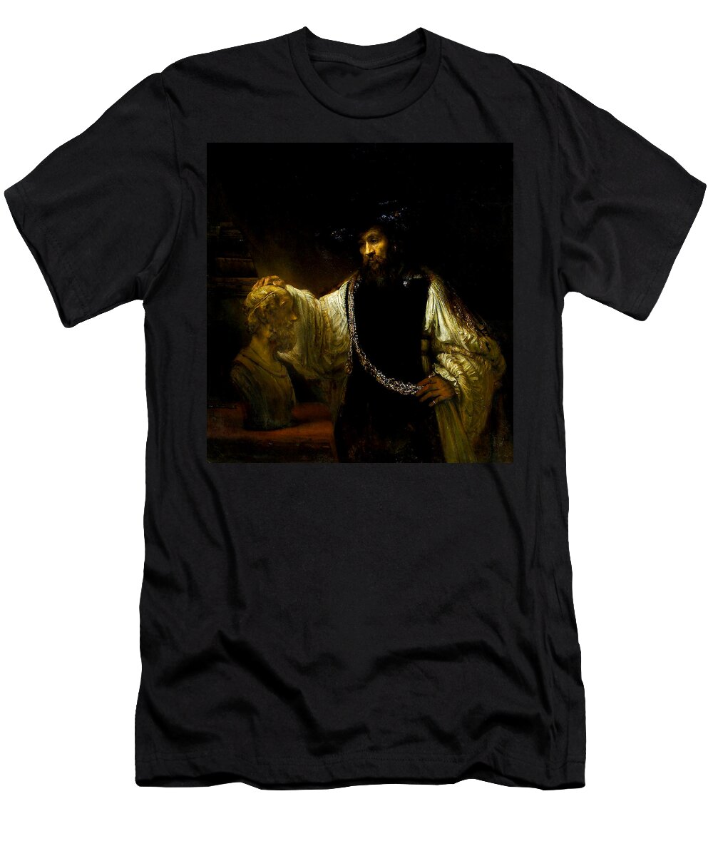 Aristotle Contemplating A Bust Of Homer T-Shirt featuring the painting Aristotle Contemplating a Bust of Homer by Rembrandt van Rijn