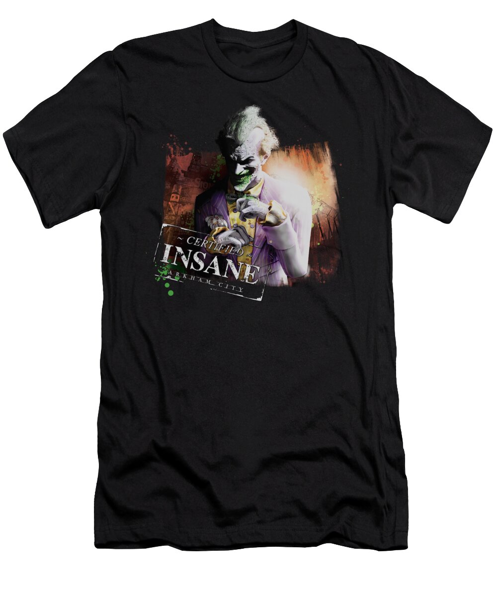 Arkham City T-Shirt featuring the digital art Arkham City - Certified Insane by Brand A