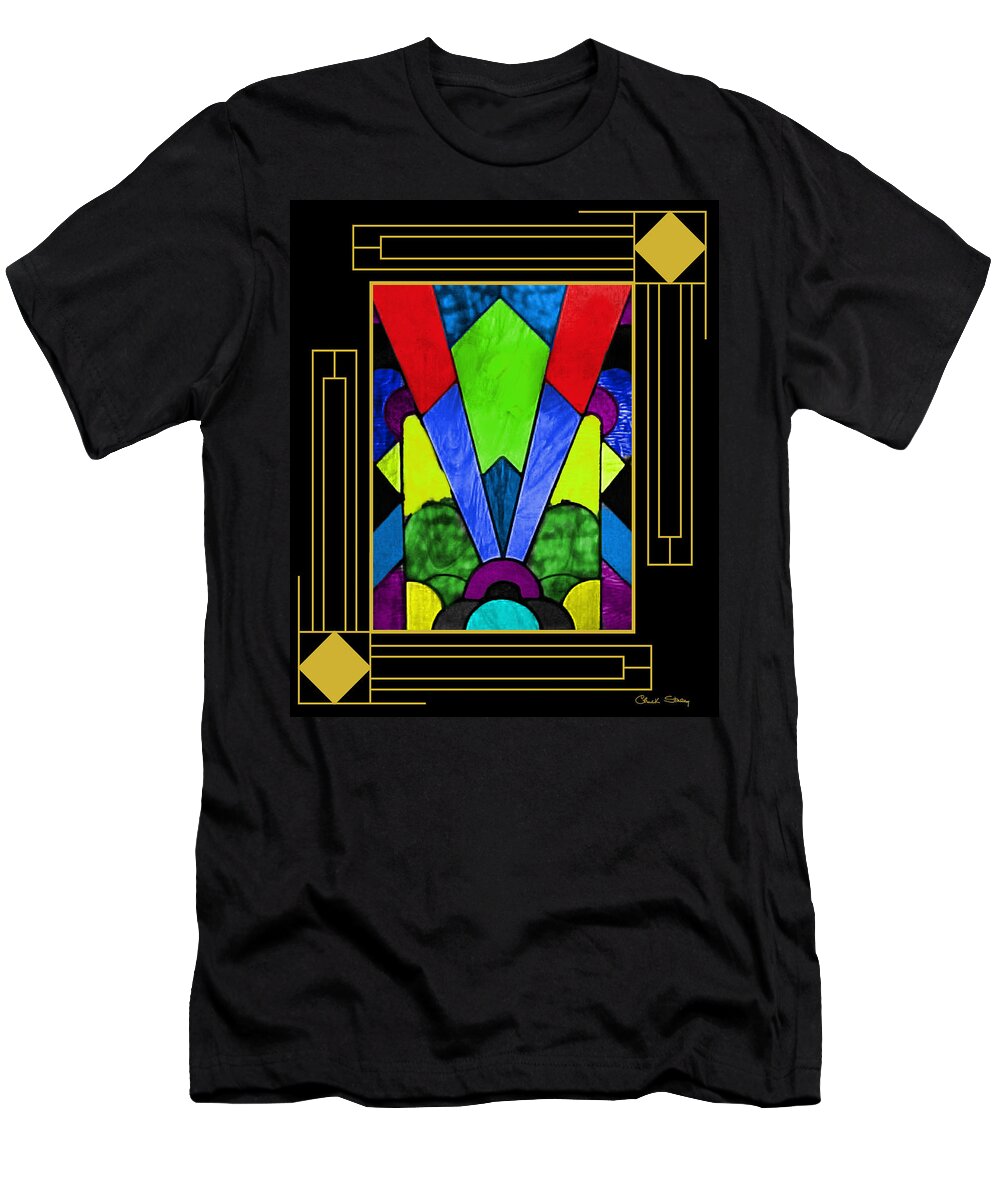 Art Deco Stained Glass 2 T-Shirt featuring the digital art Art Deco - Stained Glass 2 by Chuck Staley