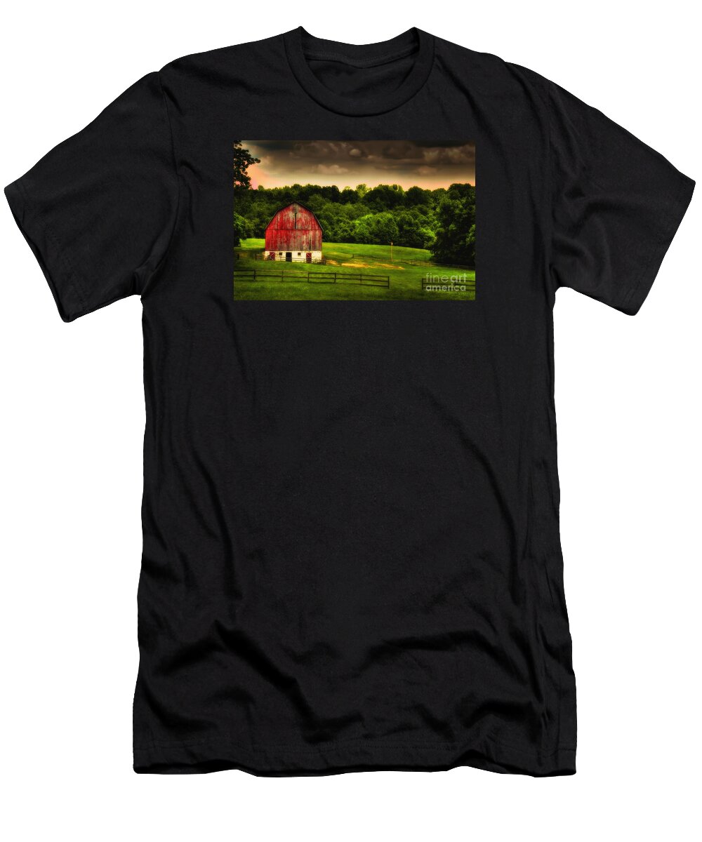 Barn T-Shirt featuring the photograph As Darkness Falls by Lois Bryan