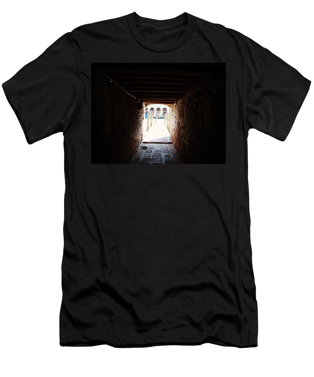 Tunnel T-Shirt featuring the photograph At the End of the Tunnel by Zinvolle Art