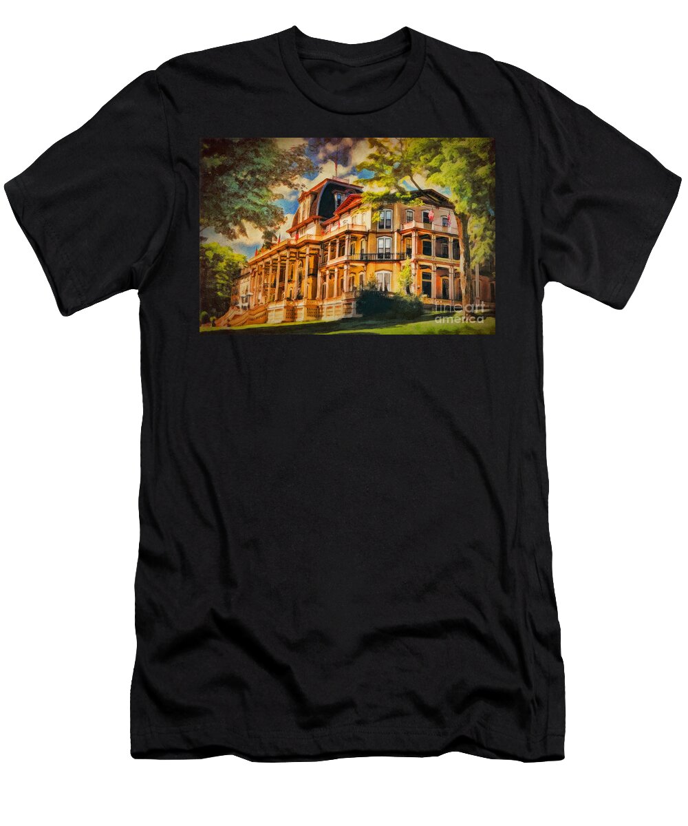 Athenaeum T-Shirt featuring the digital art Athenaeum Hotel - Chautauqua Institute by Lianne Schneider