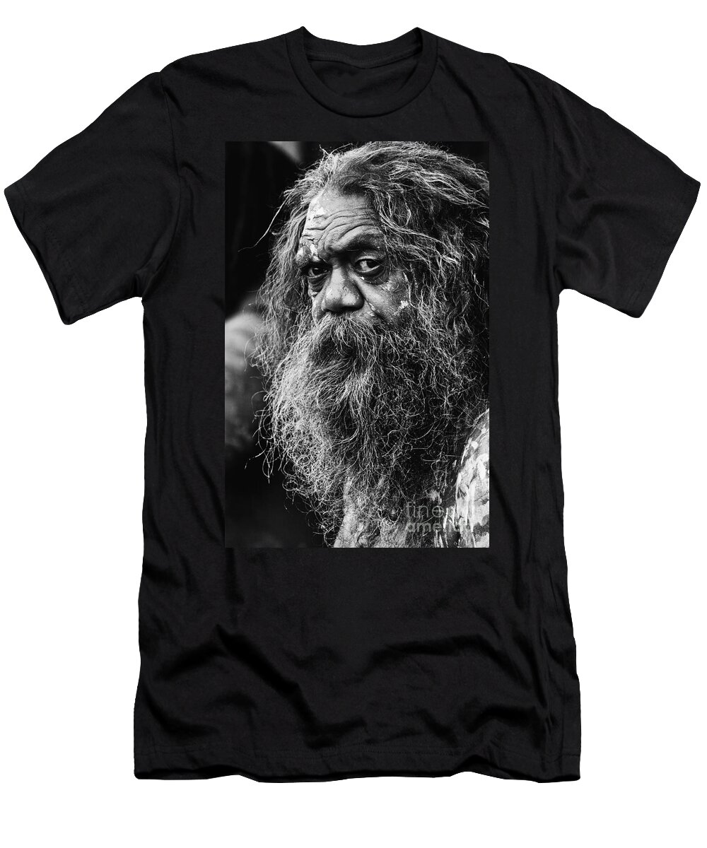 Australian Aboriginal T-Shirt featuring the photograph Australian aboriginal busker by Sheila Smart Fine Art Photography