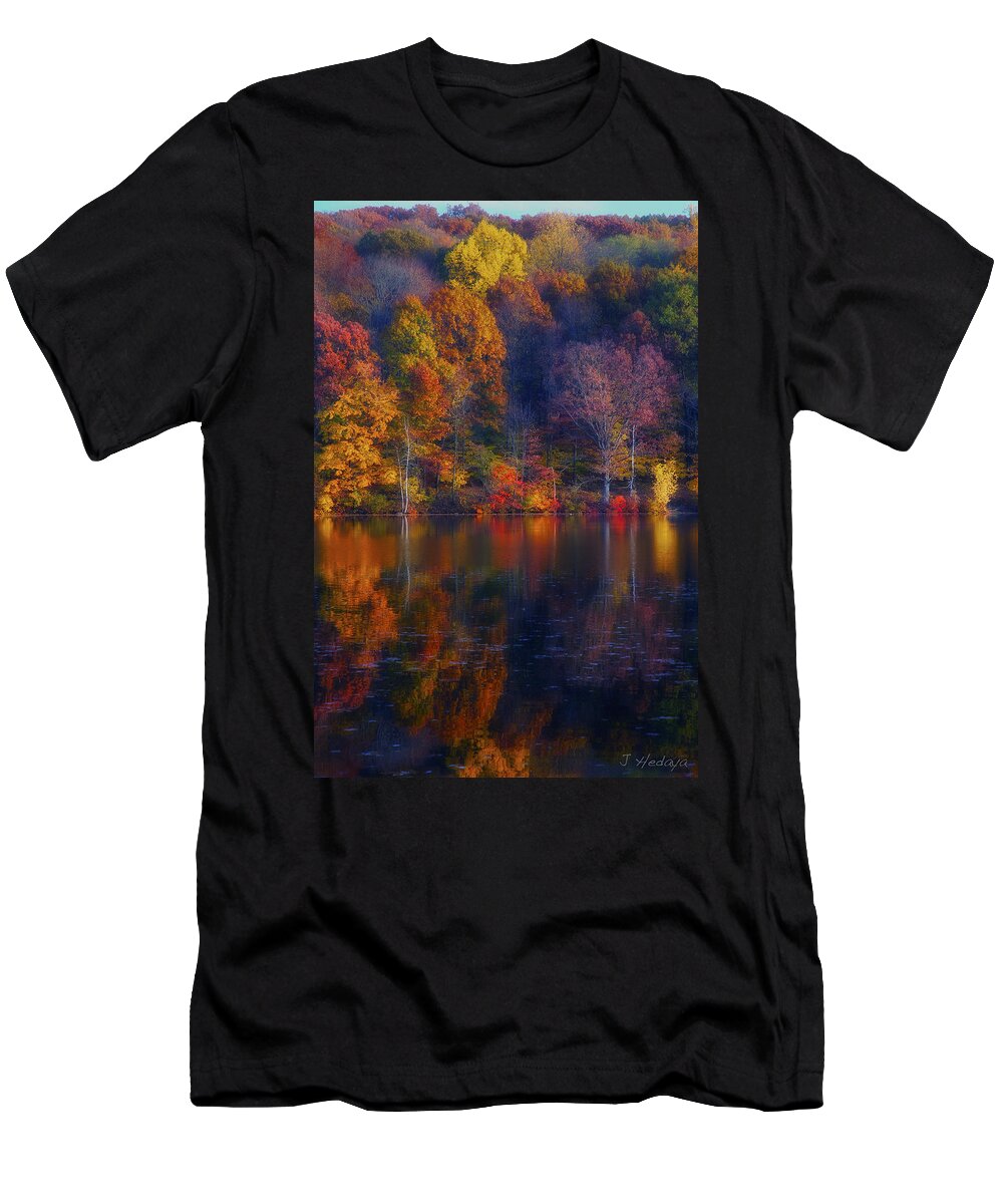 Fall T-Shirt featuring the photograph Autumn Rainbow Lake Reflection by Joseph Hedaya