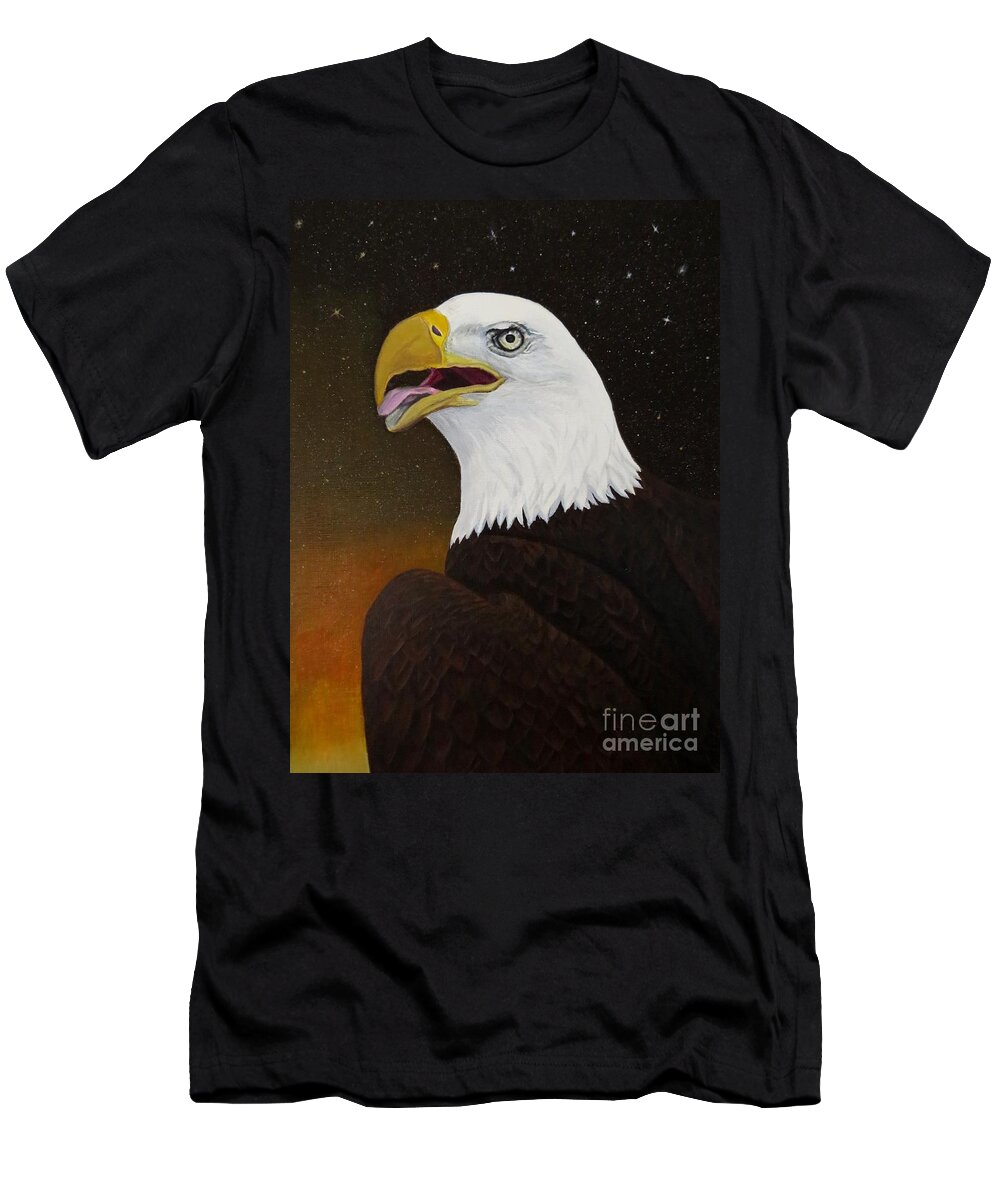 Paintings T-Shirt featuring the painting Bald eagle by Zina Stromberg