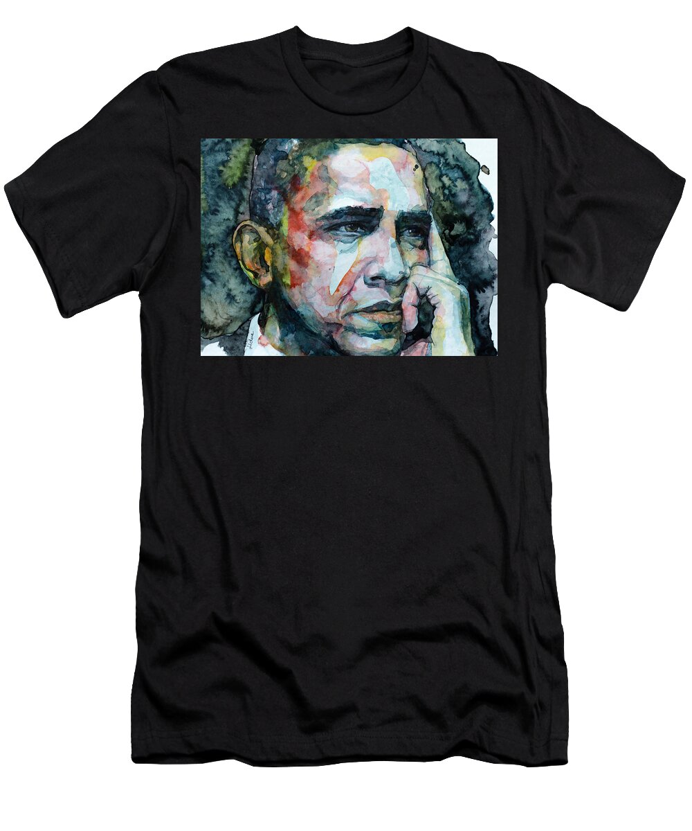 Obama T-Shirt featuring the painting Barack by Laur Iduc