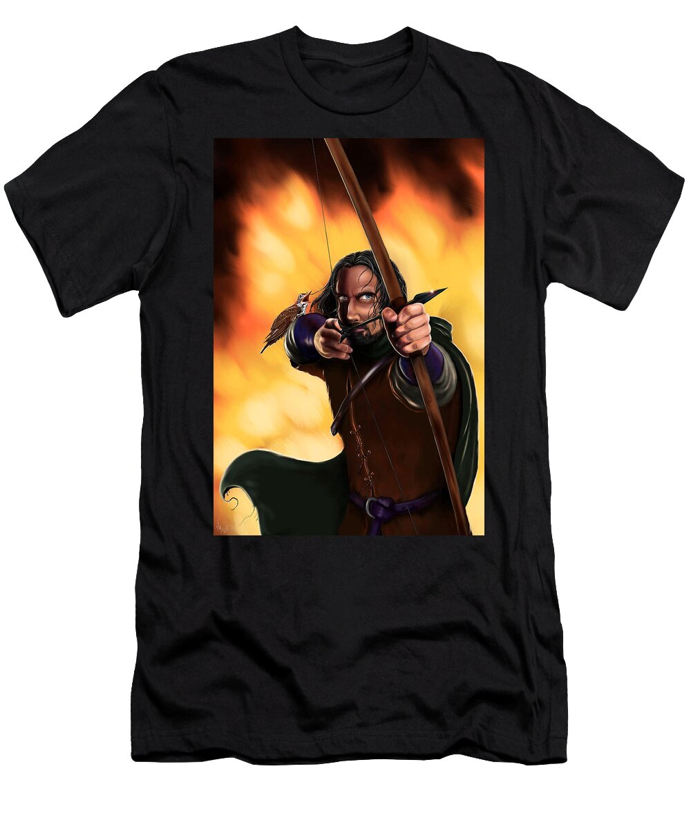 Hobbit T-Shirt featuring the digital art Bard The Bowman by Norman Klein