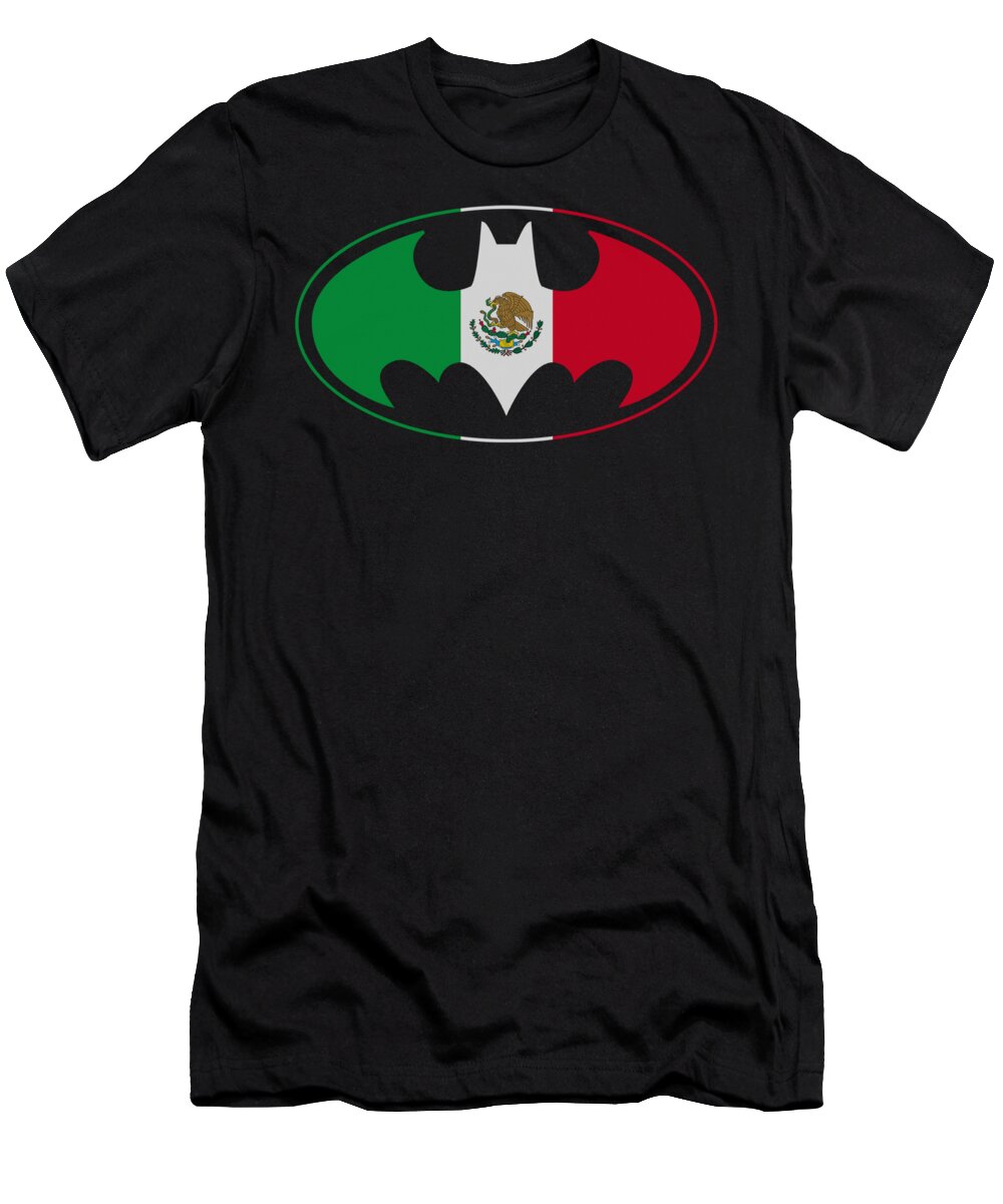 Batman T-Shirt featuring the digital art Batman - Mexican Flag Shield by Brand A