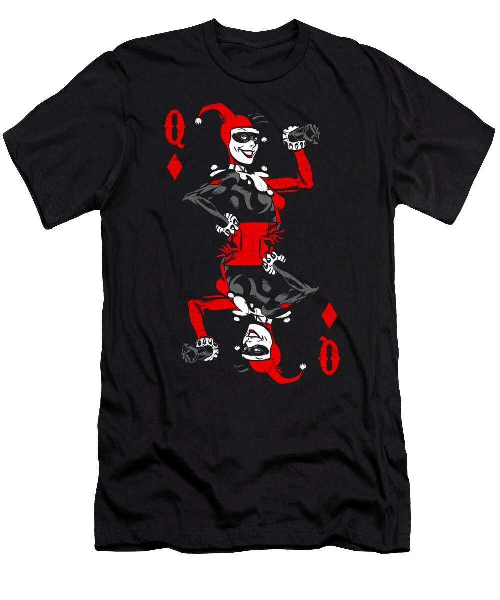  T-Shirt featuring the digital art Batman - Quinn Of Diamonds by Brand A