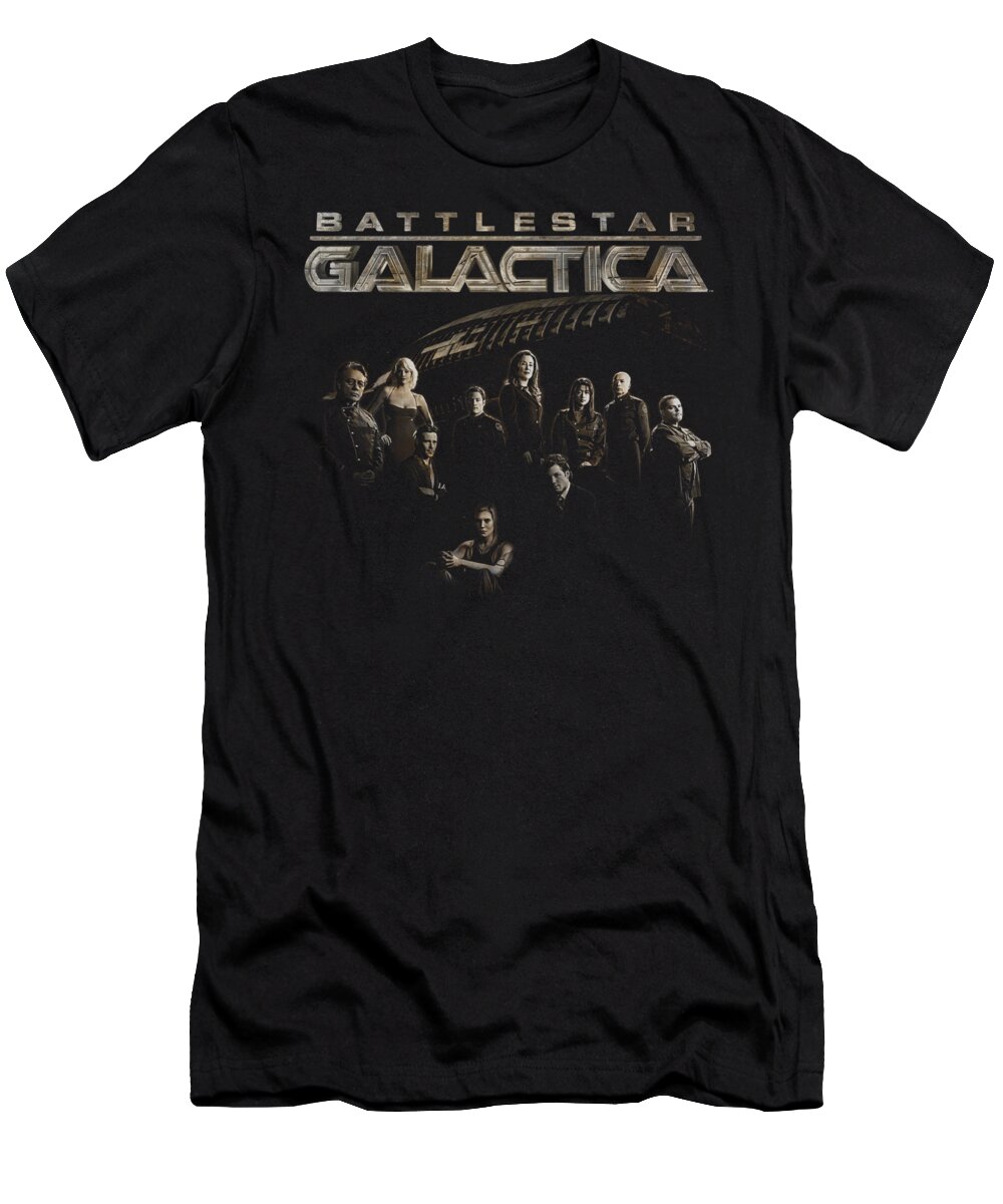 Battlestar Galactica T-Shirt featuring the digital art Battlestar Galactica - Battle Cast by Brand A