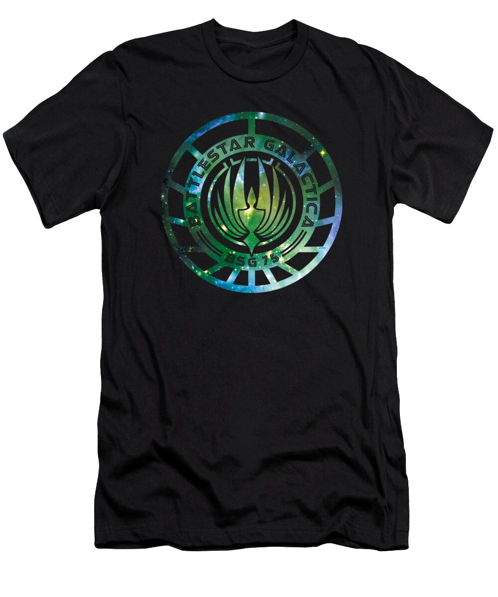  T-Shirt featuring the digital art Battlestar Galactica (new) - Galaxy Emblem by Brand A