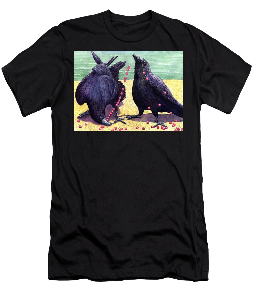 Raven T-Shirt featuring the painting Baubles by Catherine G McElroy