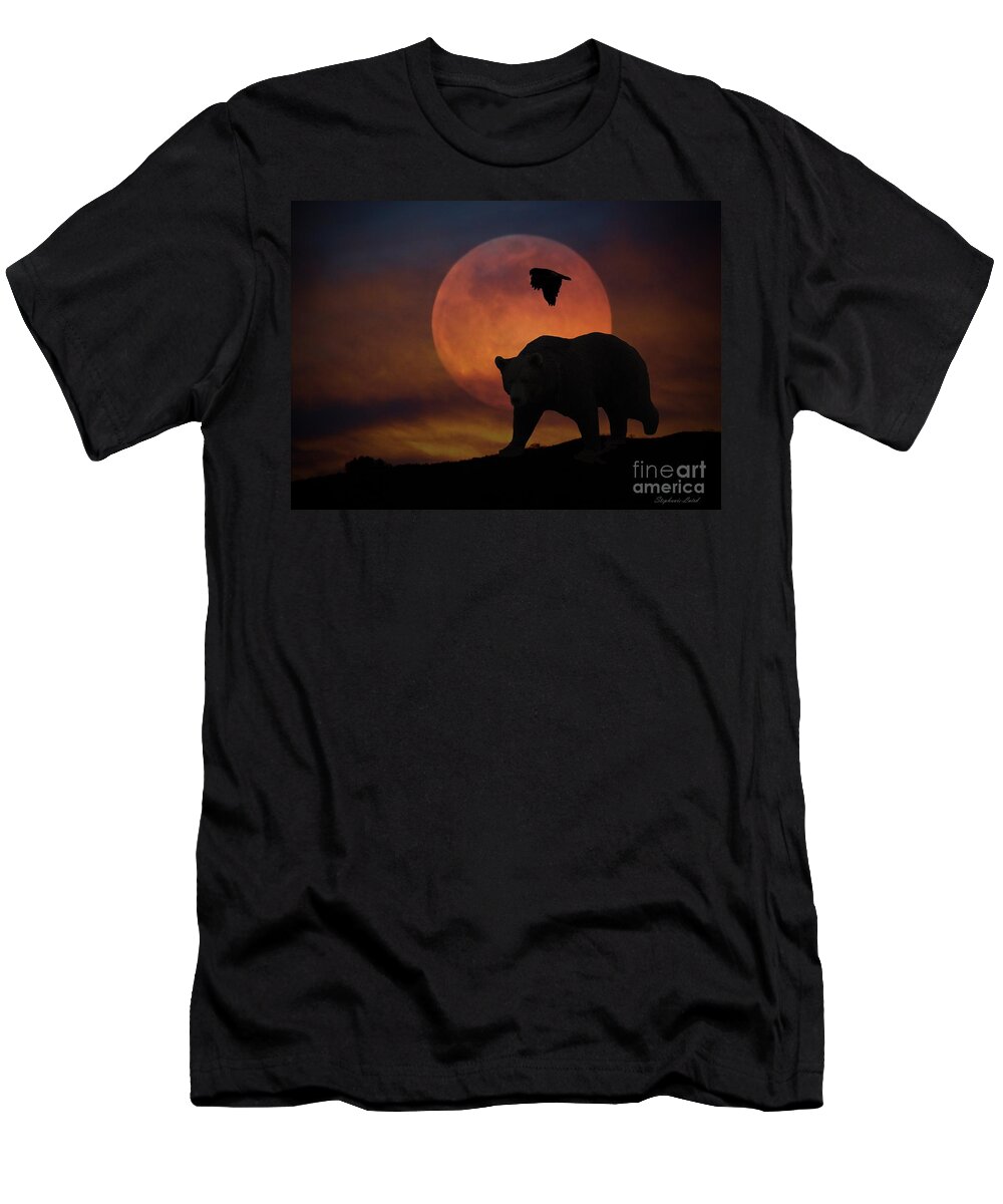 Native American T-Shirt featuring the photograph Bear and Moon by Stephanie Laird