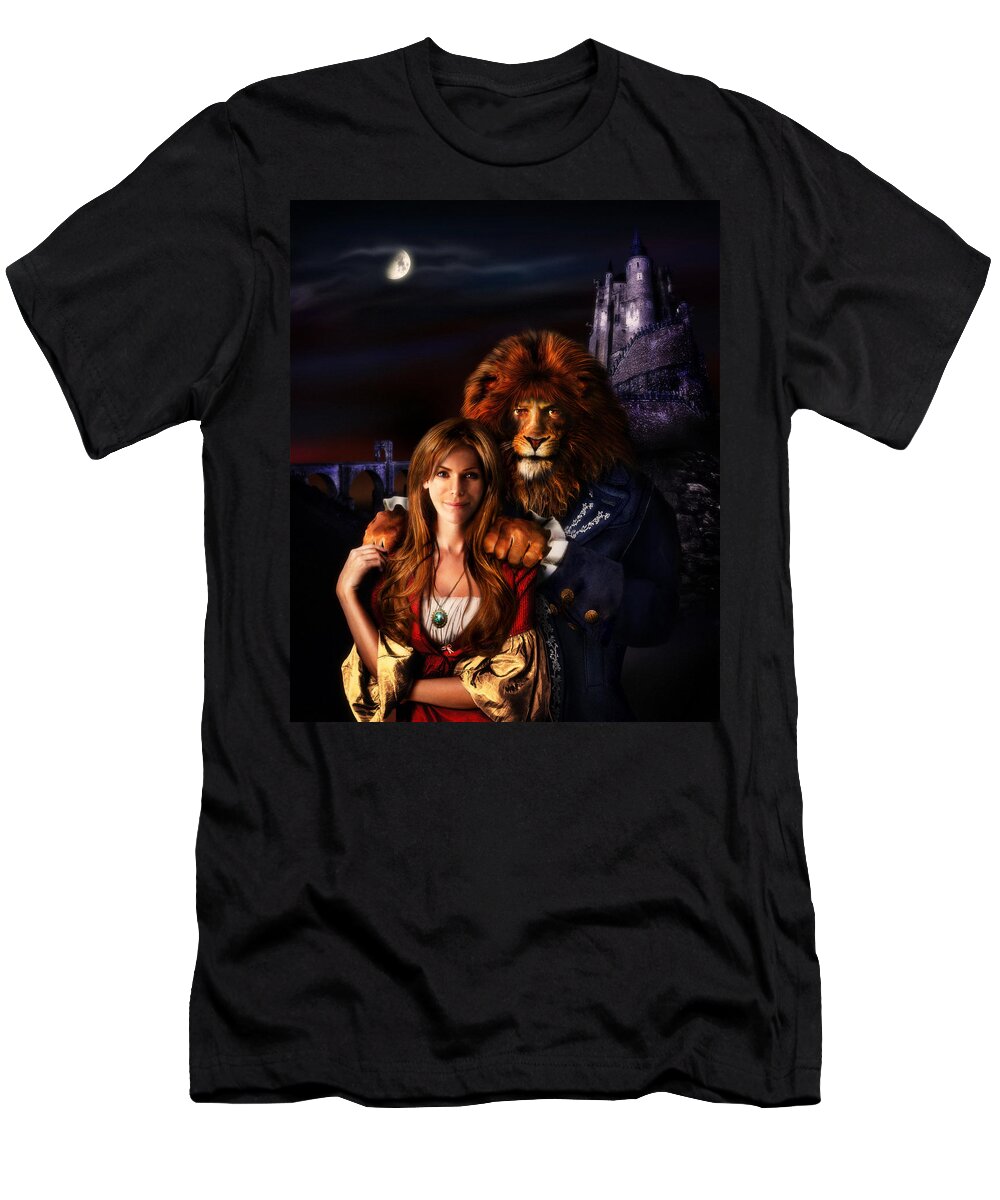 Beauty And The Beast T-Shirt featuring the digital art Beauty and the Beast by Alessandro Della Pietra