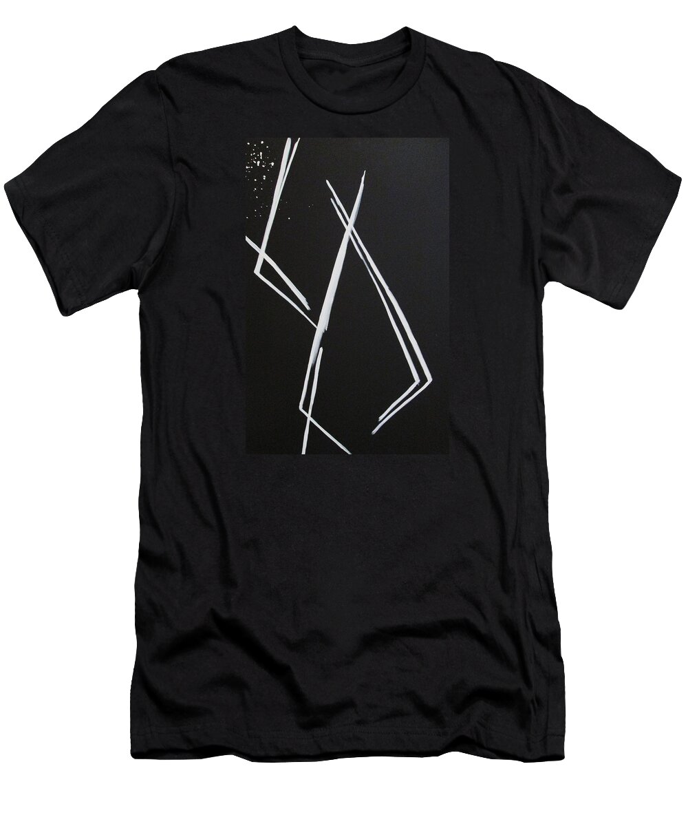 Black White Abstract T-Shirt featuring the painting Because by Liz Lafalce