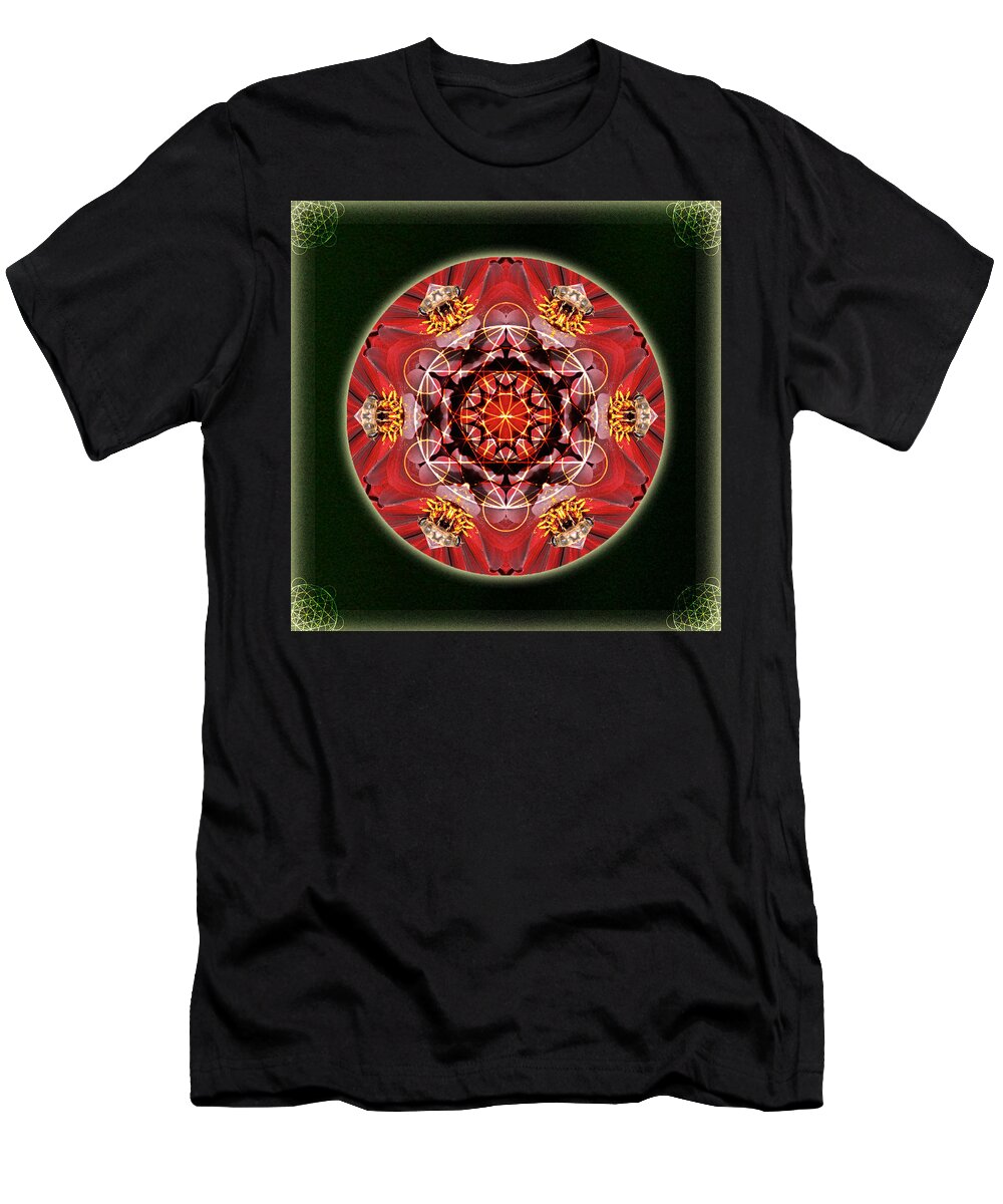 Mandala T-Shirt featuring the mixed media Bee Green by Alicia Kent