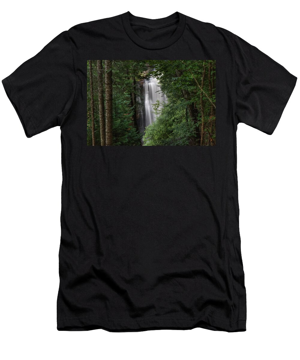 Waterfall T-Shirt featuring the photograph Behind The Trees by Scott Wood
