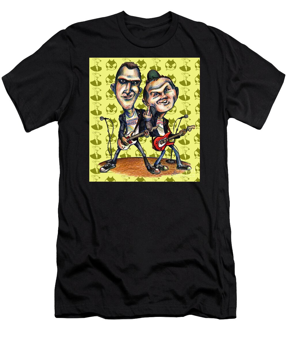 Screeching Weasel T-Shirt featuring the drawing Ben Weasel and Joe Queer by John Ashton Golden