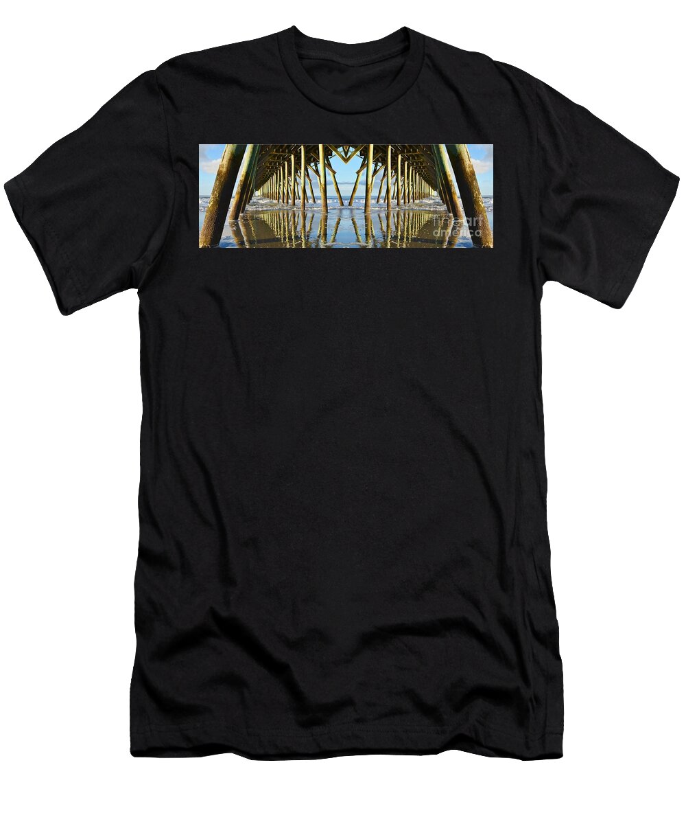 Pier T-Shirt featuring the photograph Beneath The Pier by Kathy Baccari