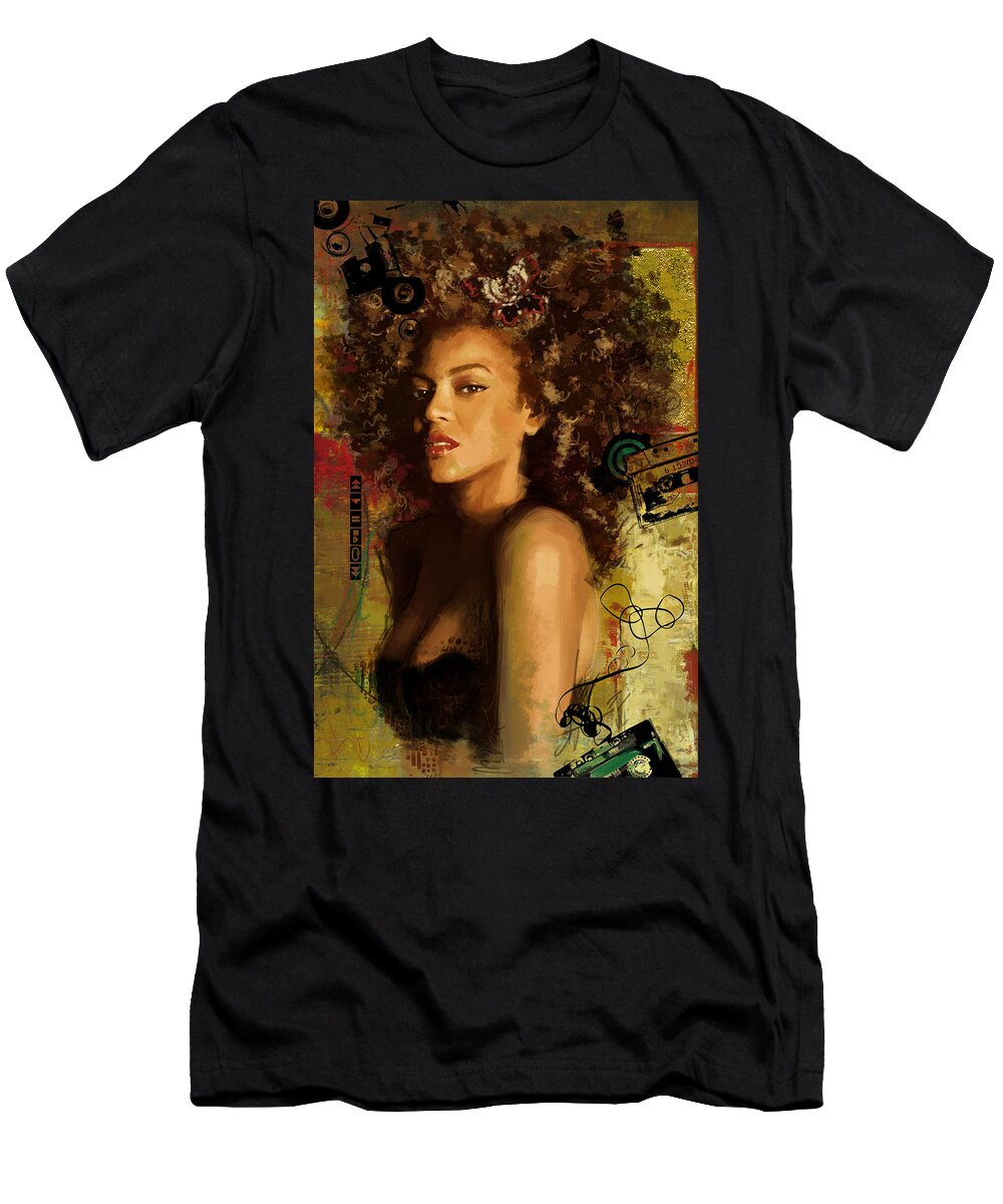 Beyoncé Giselle Knowles-carter T-Shirt featuring the painting Beyonce by Corporate Art Task Force