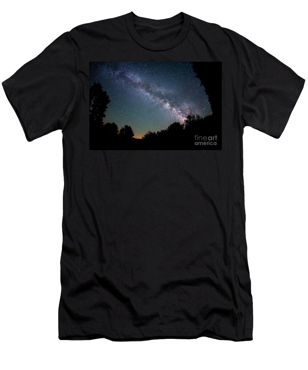 Milky Way Mike T-Shirt featuring the photograph Beyond The Tree Tops by Michael Ver Sprill