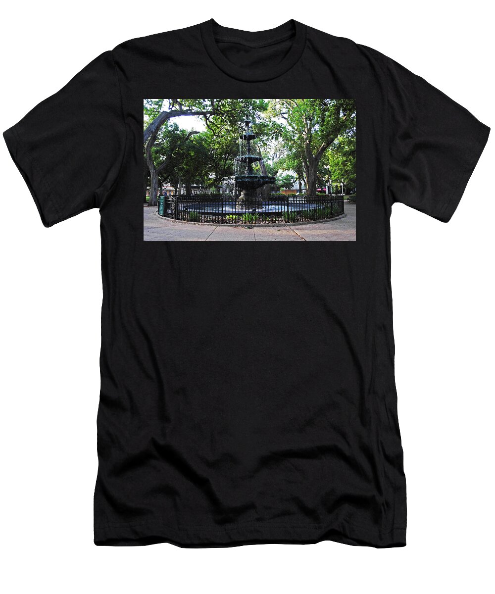 Alabama Photographer T-Shirt featuring the digital art Bienville Fountain Mobile Alabama by Michael Thomas