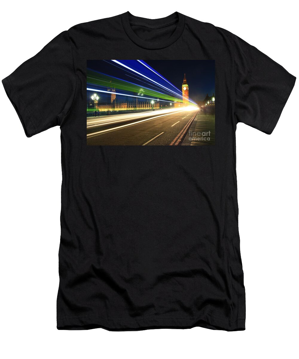 London T-Shirt featuring the photograph Big Ben and a Bus by Jeremy Hayden