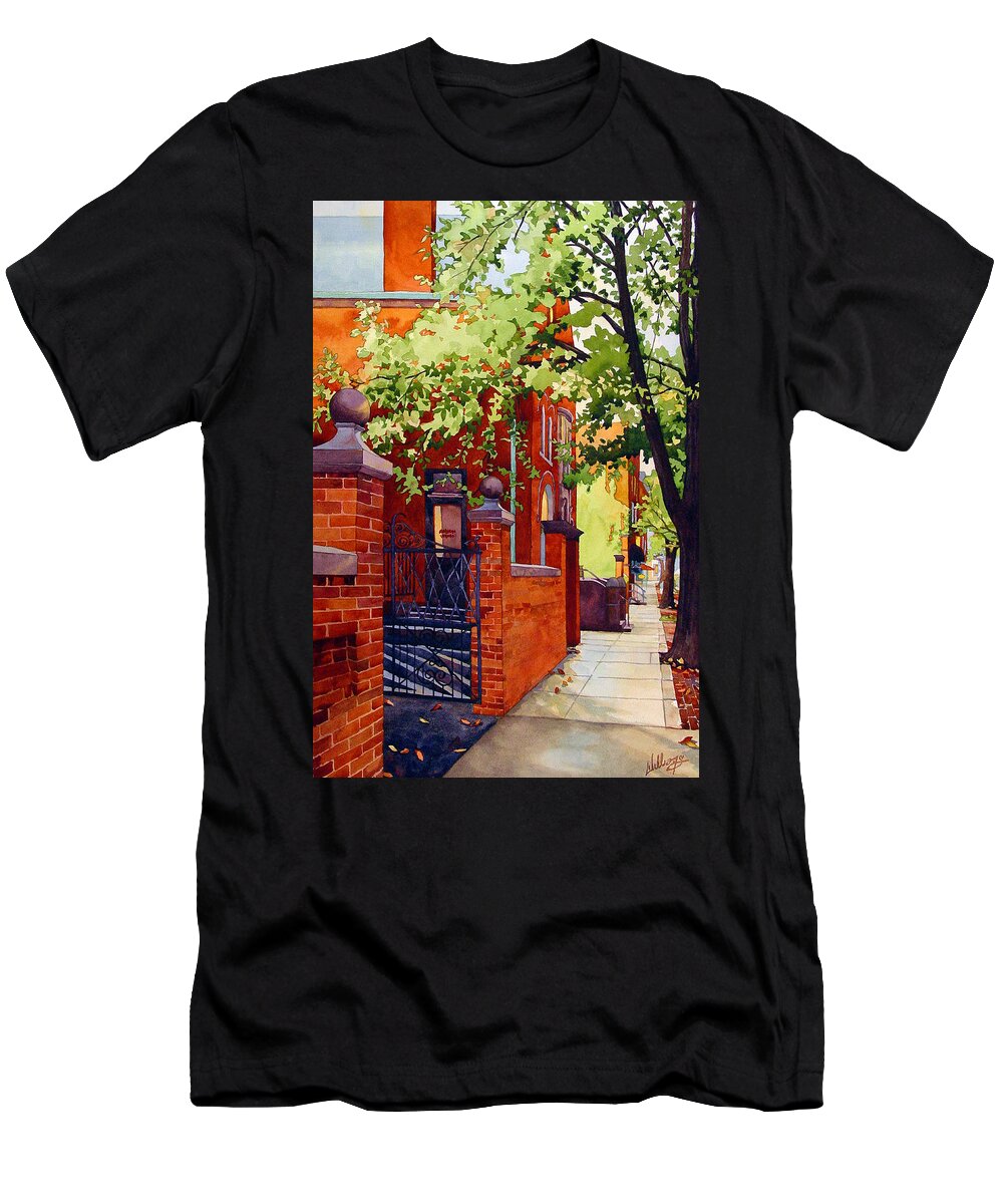 Watercolor T-Shirt featuring the painting Big Brick Wall by Mick Williams