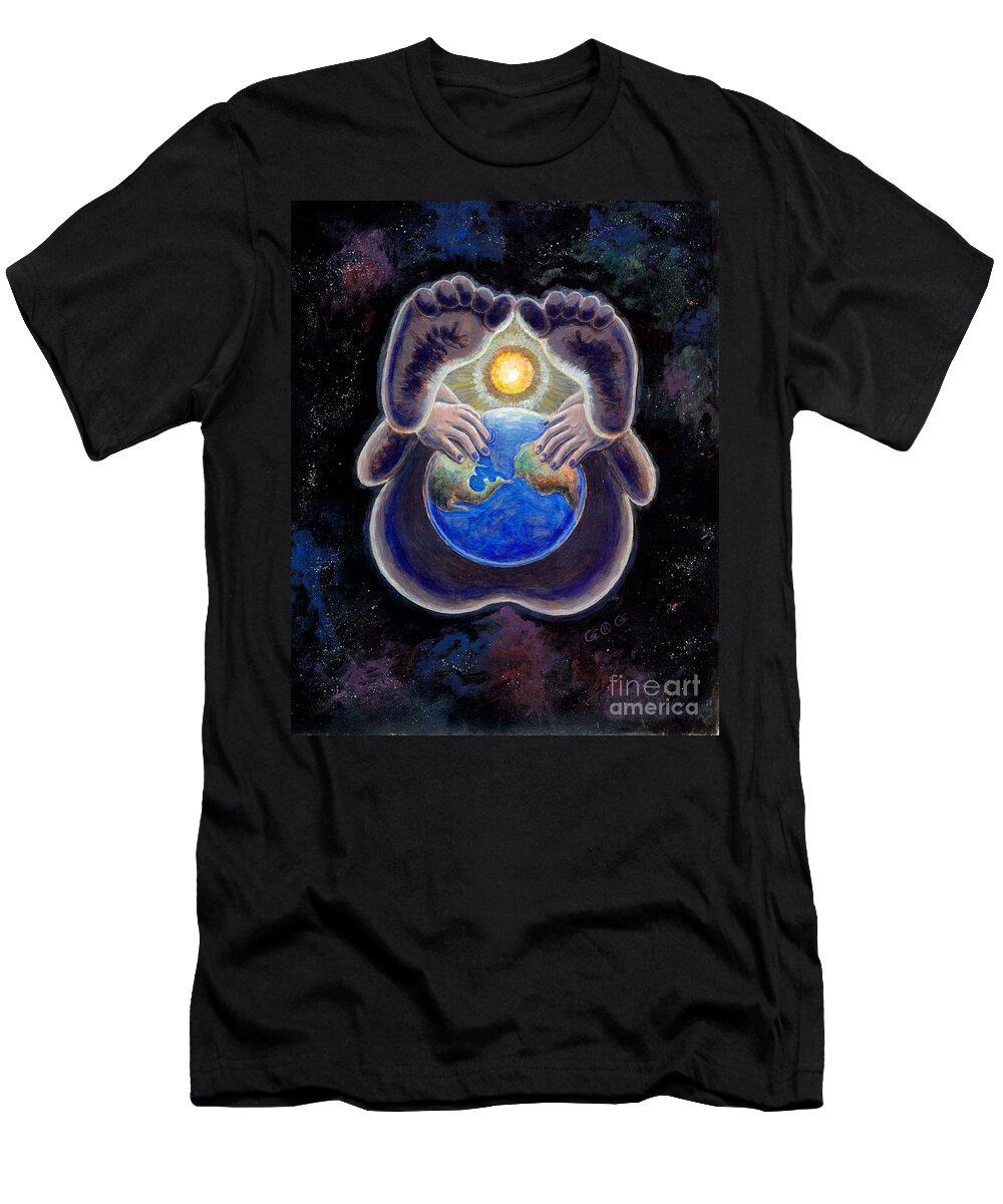 Space T-Shirt featuring the mixed media Birth of the Earth by George I Perez