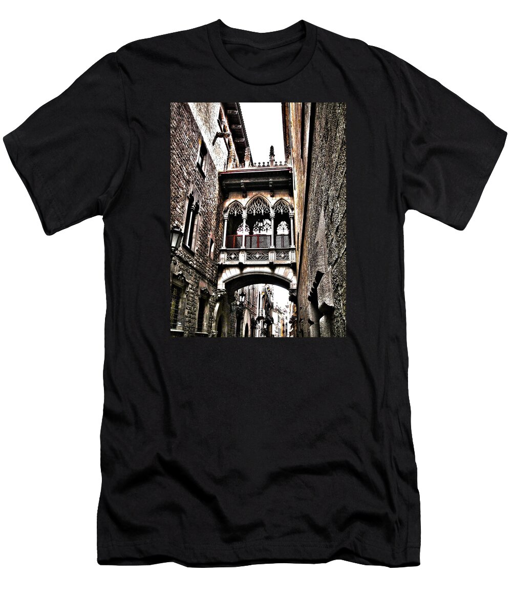 Europa T-Shirt featuring the photograph Bishop's Street - Barcelona by Juergen Weiss