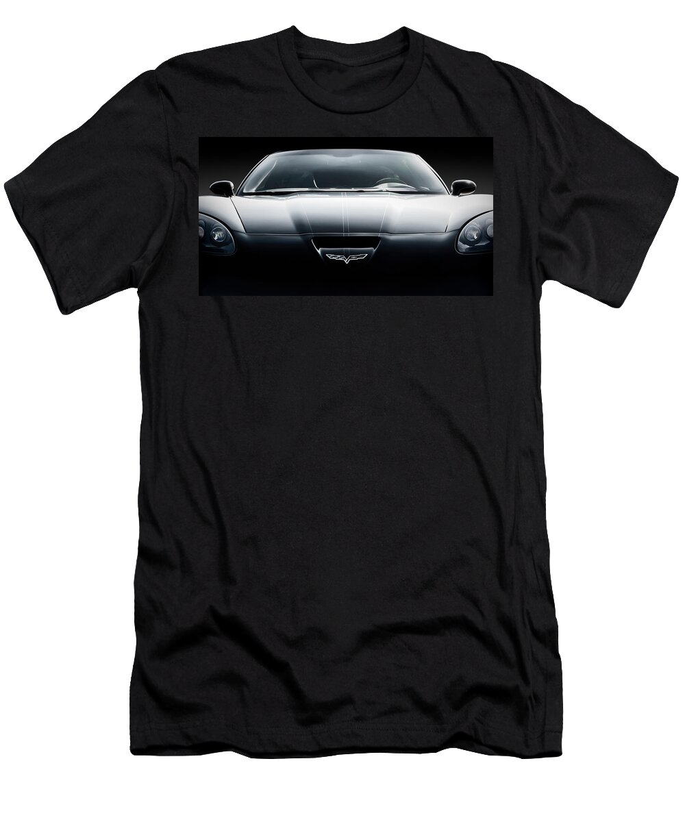 Black T-Shirt featuring the digital art Black Grand Sport Corvette by Douglas Pittman
