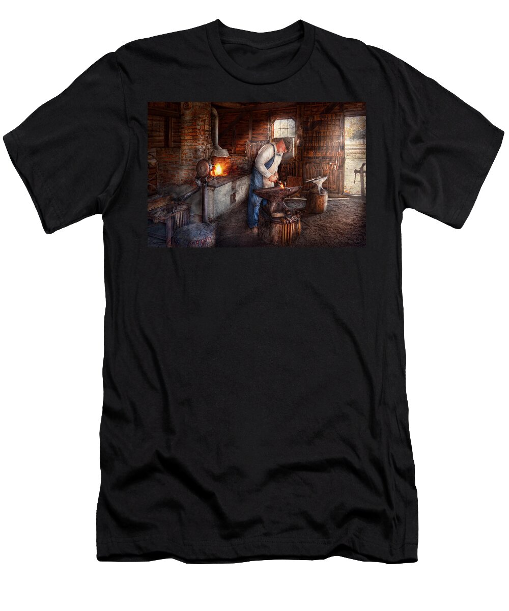 Blacksmith T-Shirt featuring the photograph Blacksmith - The Smith by Mike Savad