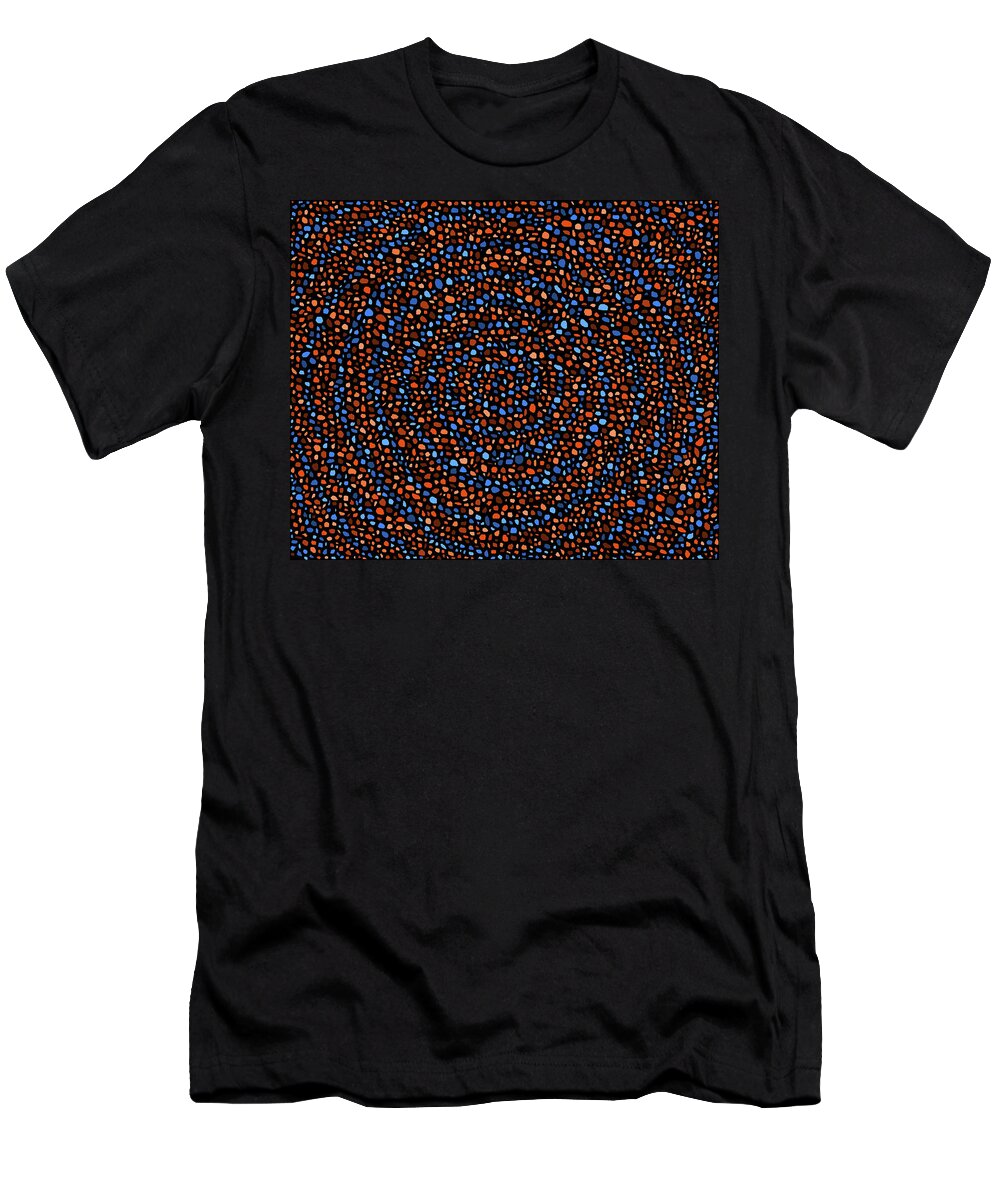 Blue T-Shirt featuring the digital art Blue and Orange Circles by Janice Dunbar