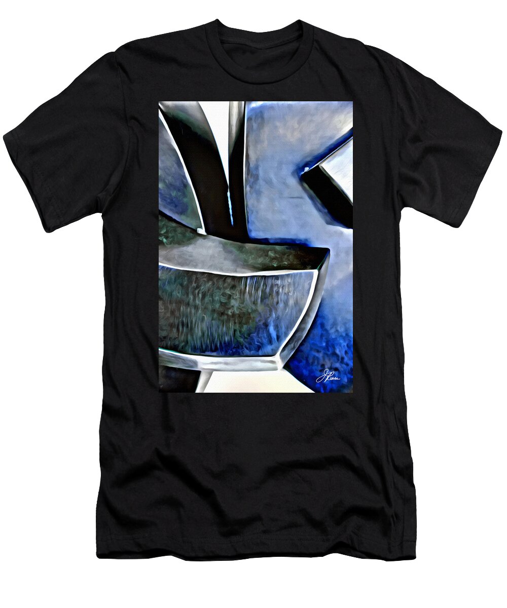 Blue Shapes T-Shirt featuring the painting Blue Iron by Joan Reese