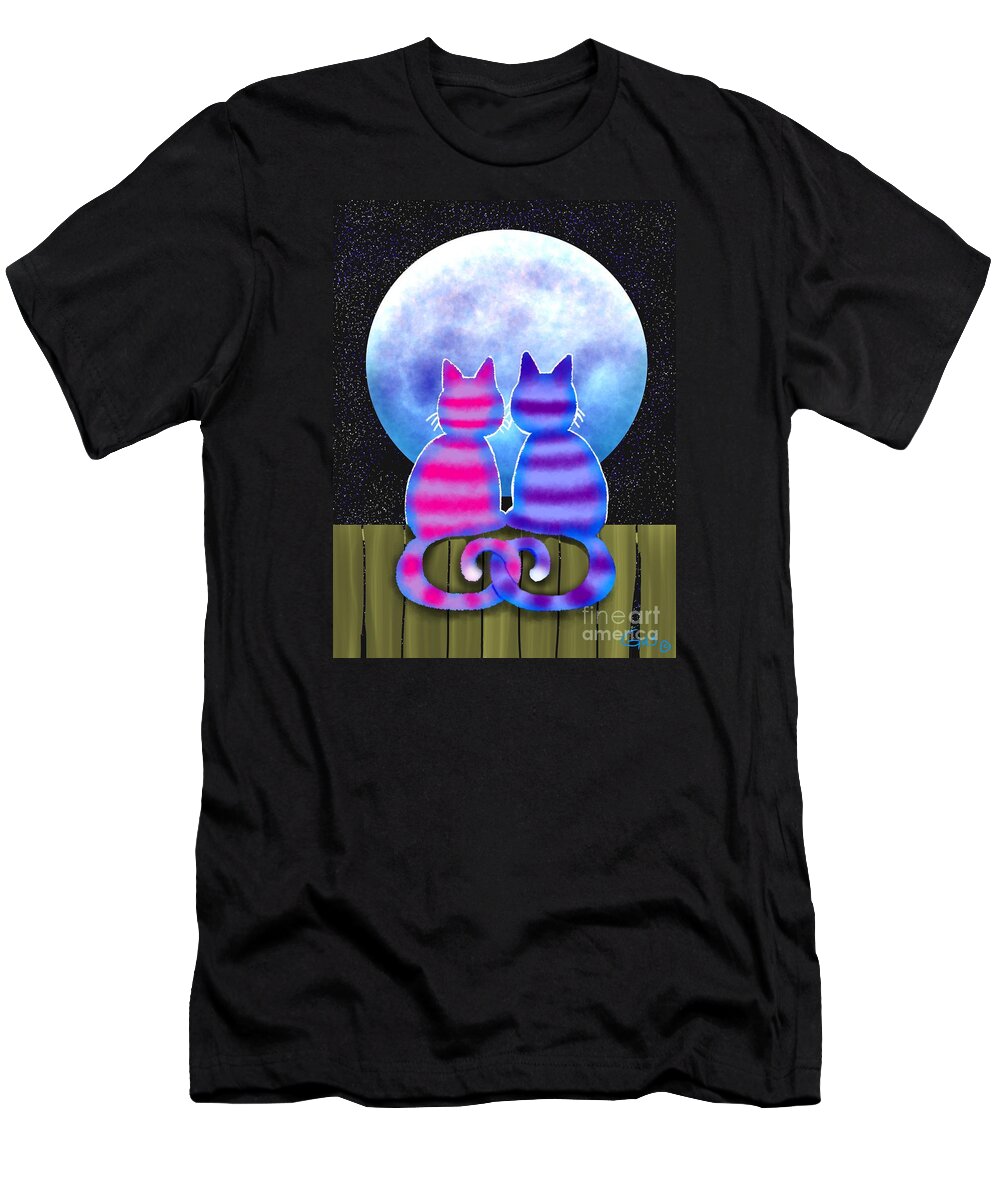 Cat T-Shirt featuring the digital art Blue Moon Swoon by Nick Gustafson