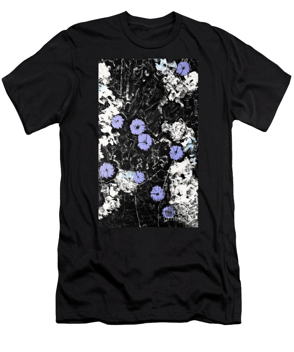Blue Poppy Abstract T-Shirt featuring the painting Blue Poppy Abstract by Barbara A Griffin
